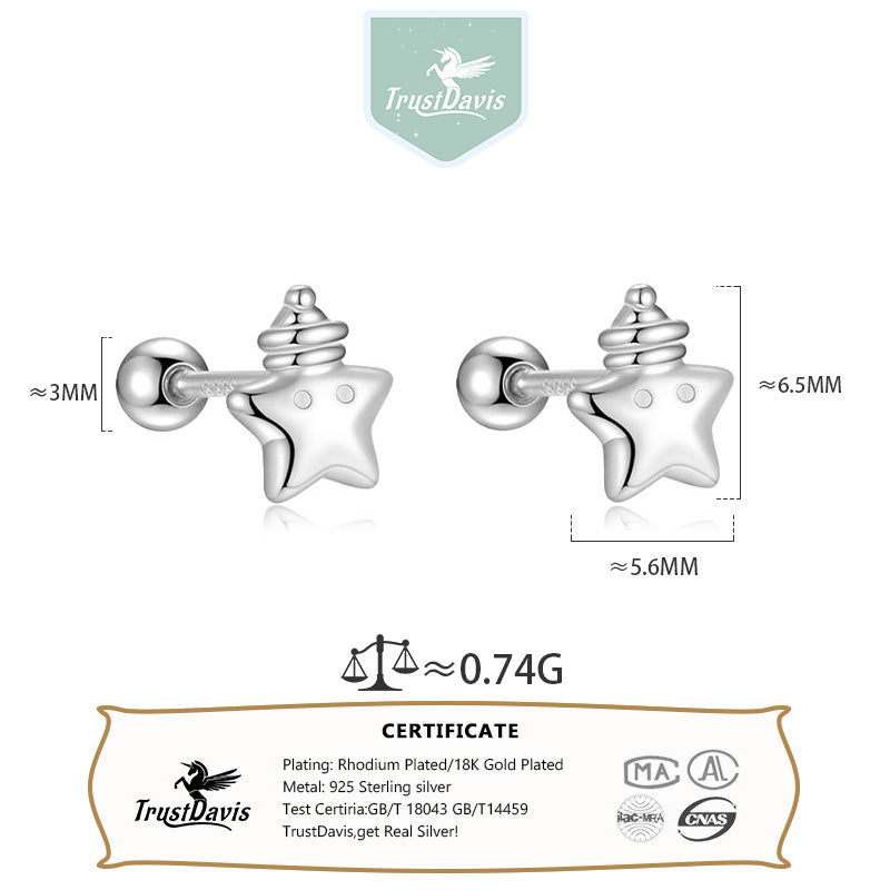 Star Sleeping Cap Silver Earrings DS4895