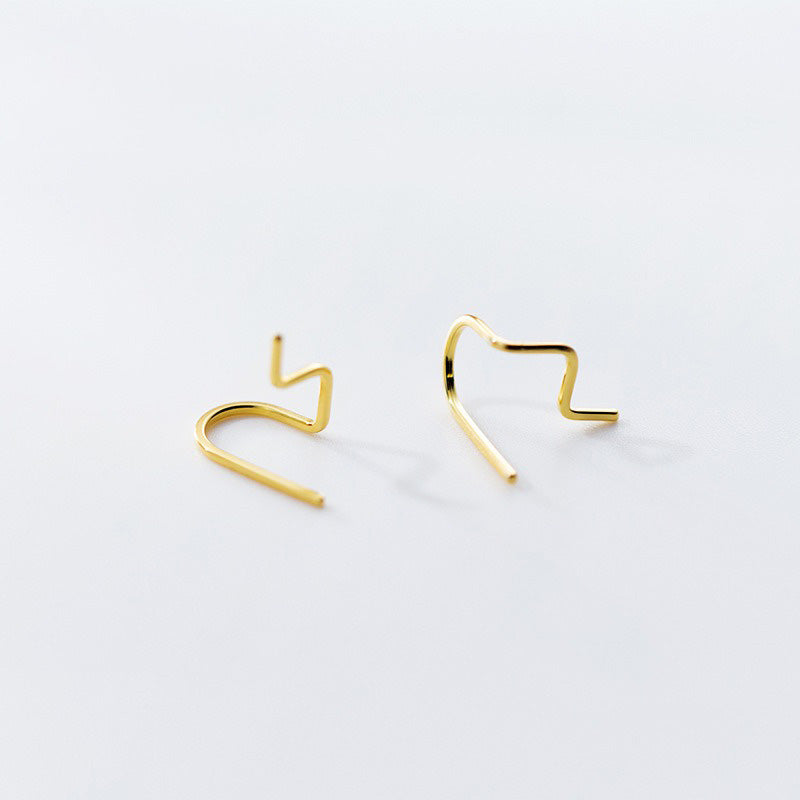 Fashionable Simple Curved Line Earrings for Women Girls Jewelry Gift DS4317