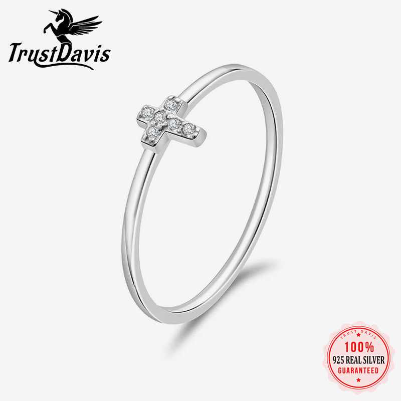 Charm Cross Shiny CZ Cocktail Ring DA1561
