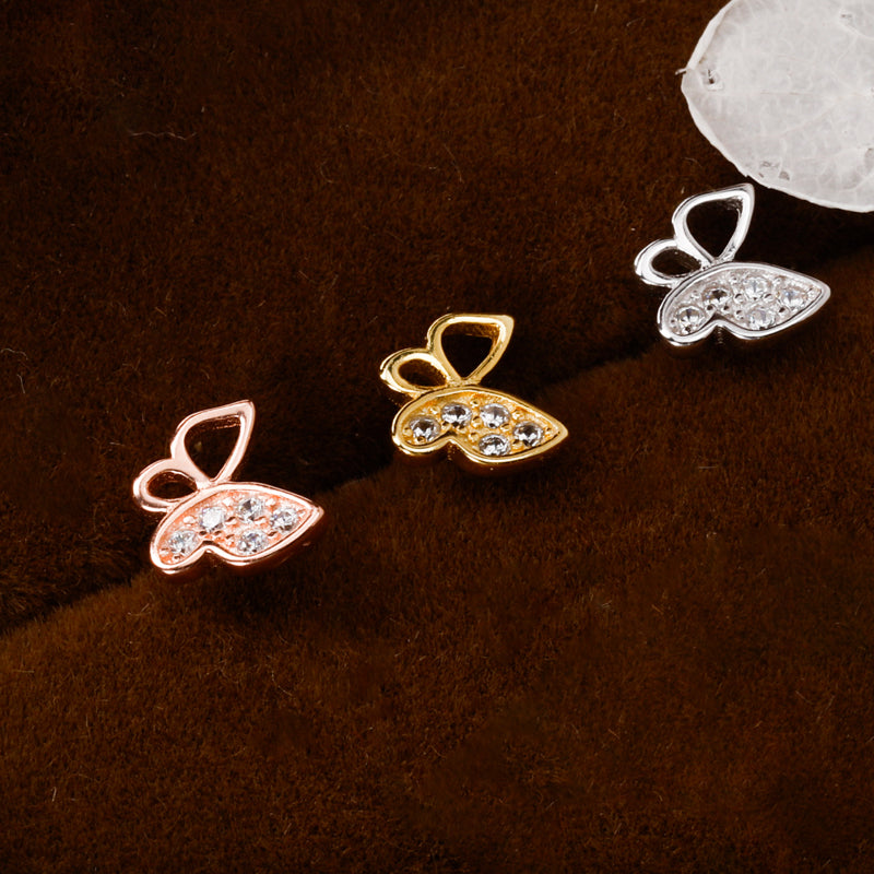 Fashion Sweet Insect Butterfly CZ Screw Stud Earrings DA2519