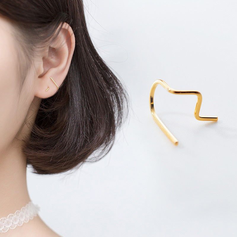Fashionable Simple Curved Line Earrings for Women Girls Jewelry Gift DS4317