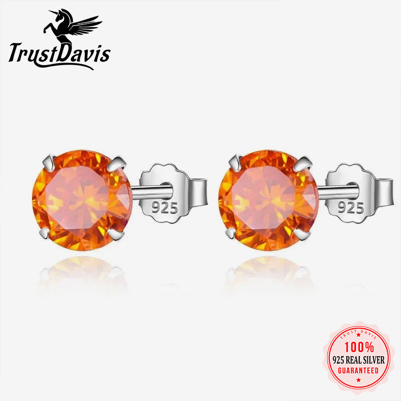 Sweet Round Zircon Colorful Earrings DS4084