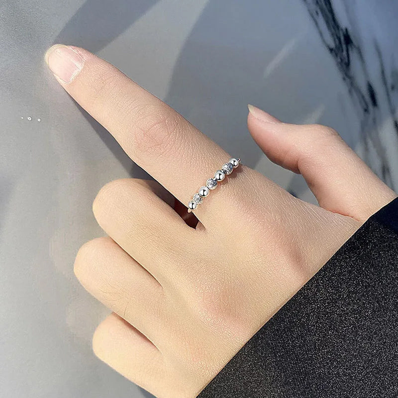 Fashion Minimalist Rotating Beads Opening Rings DG0099