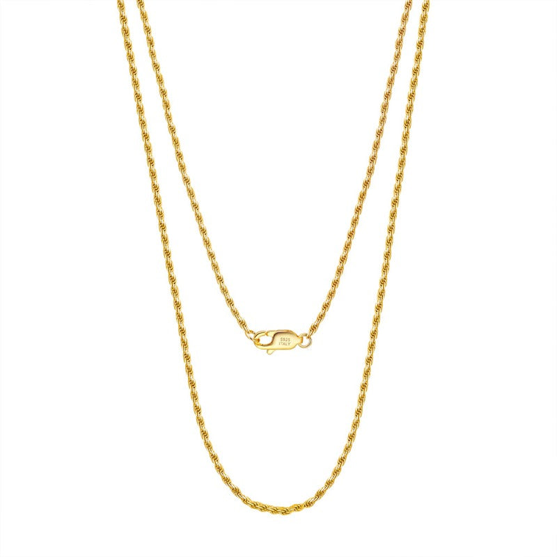 S925 sterling silver necklace twist rope clavicle chain DC28
