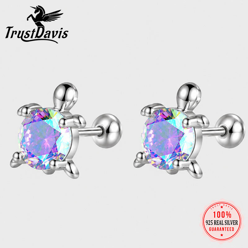 Fashion Tortoise CZ Screw Stud Earrings DF2019