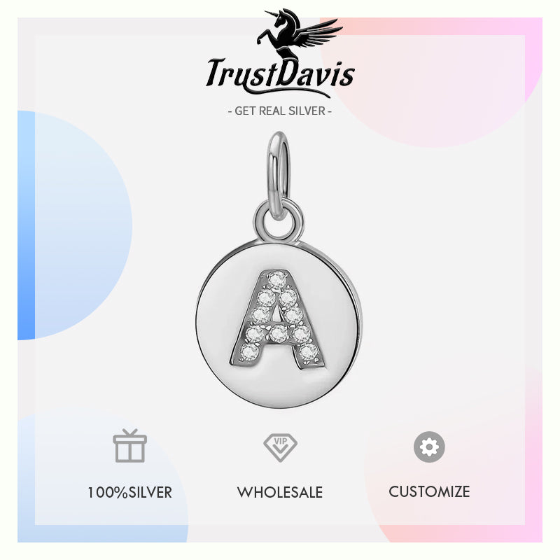 Simple Round 26 Letters Cz Pendant Diy Accessories DG0114