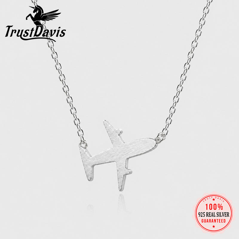 925 Sterling Silver Cute Plane Aircraft Earring Ring Pendant Necklace DA456