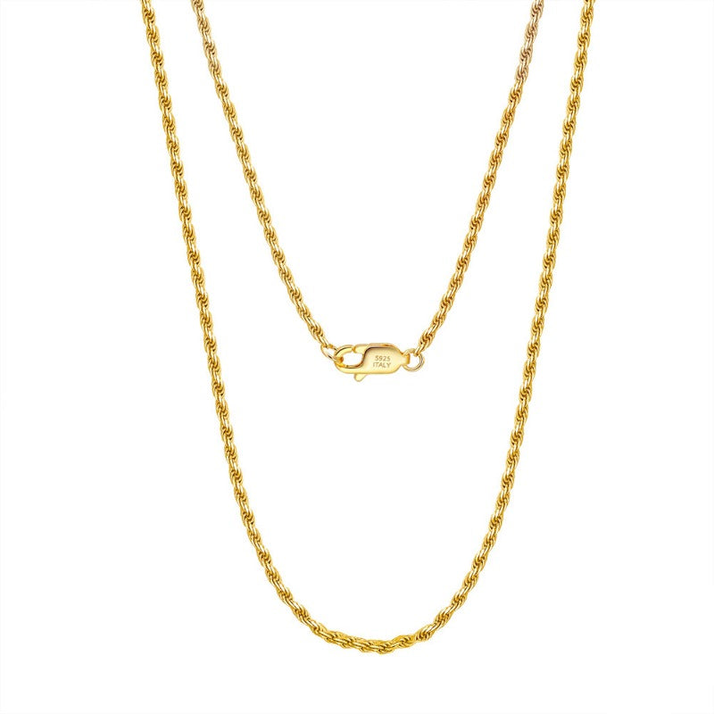 S925 sterling silver necklace twist rope clavicle chain DC28