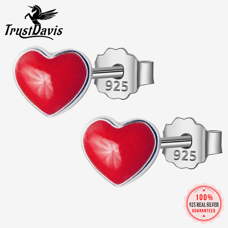 Tiny Red Love Footprints 5mmX6mm Stud Earrings DS122