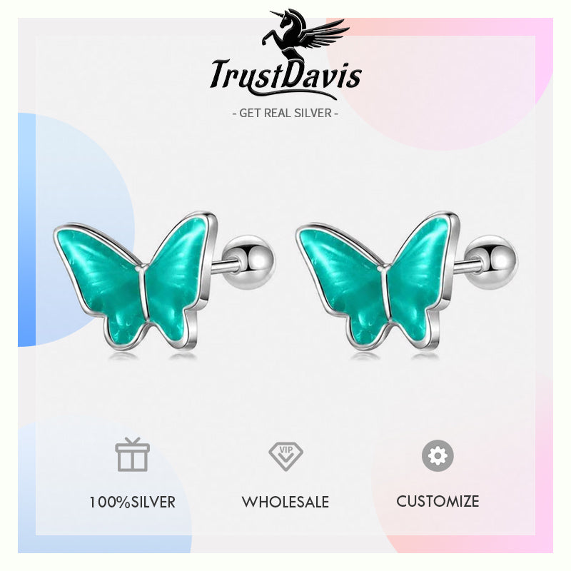 Colour Glaze Insect Butterfly Screw Earrings DF327