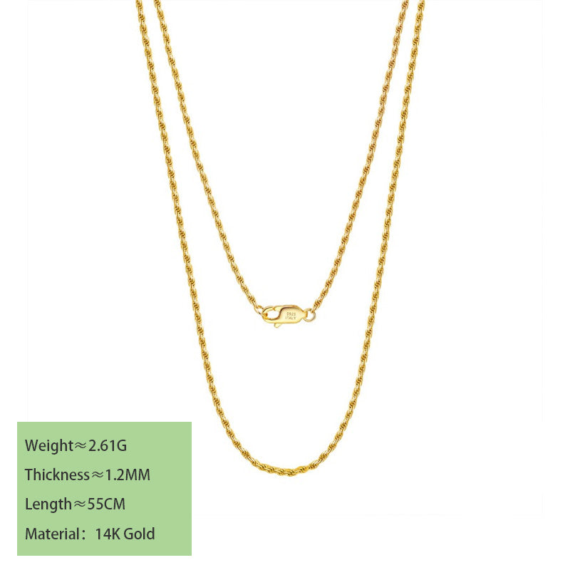 S925 sterling silver necklace twist rope clavicle chain DC28