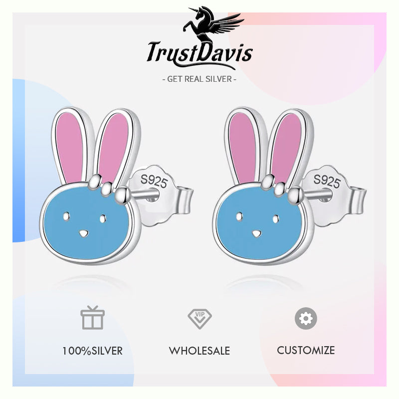 Cute Glaze Animal Rabbit Charm Stud Earrings DK024