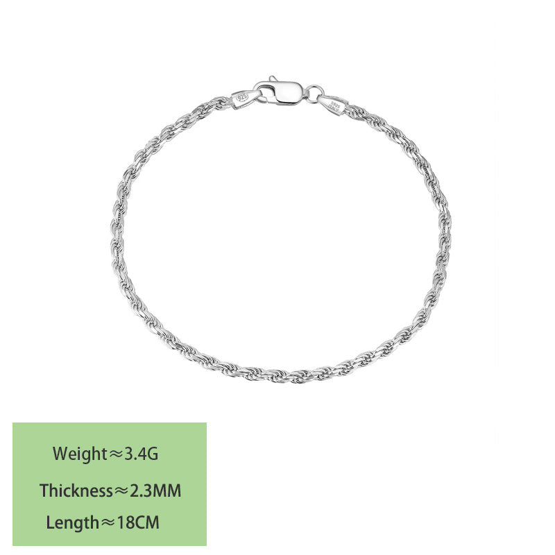 S925 sterling silver necklace twist rope clavicle chain DC28