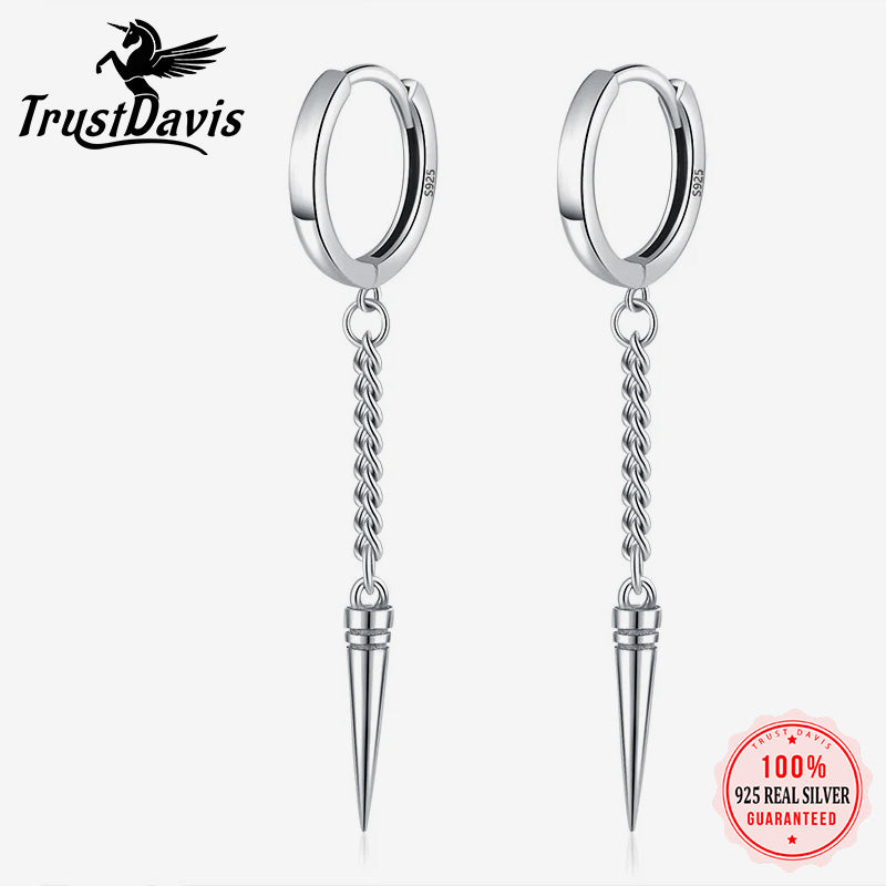 Fashion Punk Rivet Chain Hoop Earring DA2590