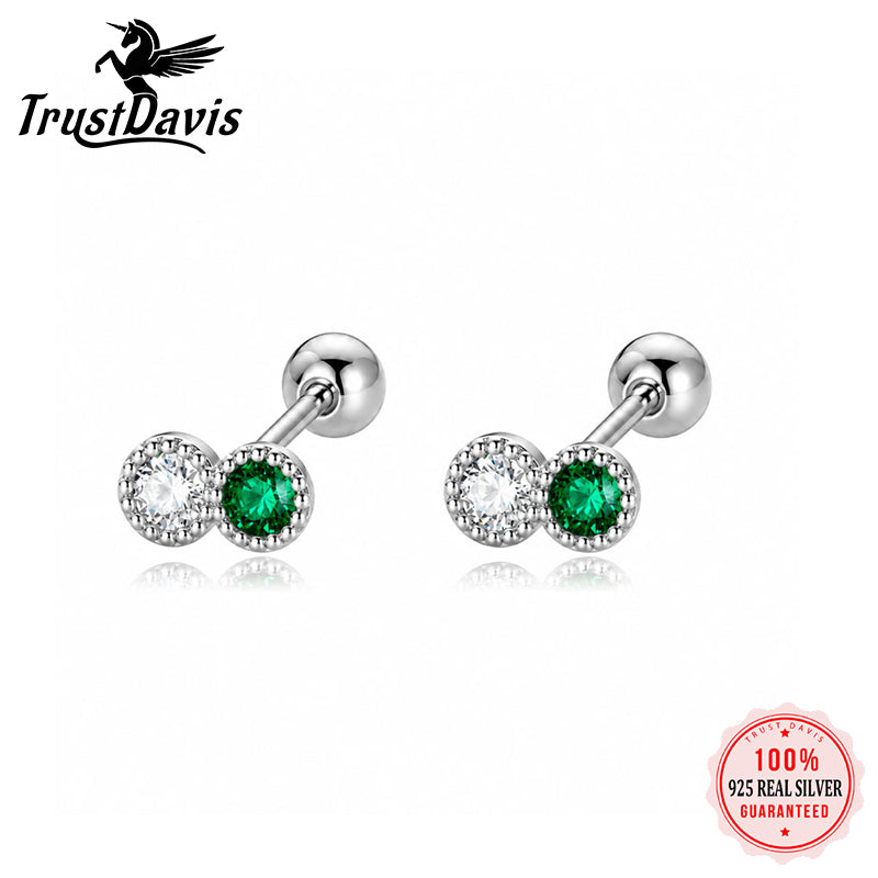 Double-color Zircon Stud Earrings DS1912