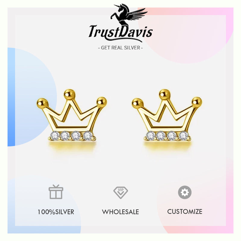 Fashion Cute Queen's Crown CZ Stud Earring DA025