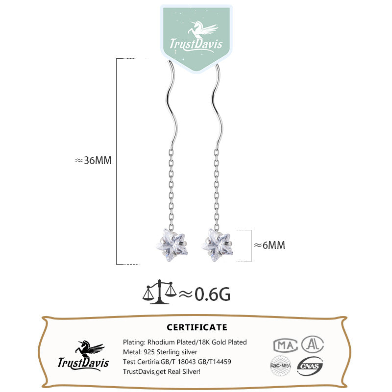Fashionable Simple Five-pointed Star Zircon Earrings for Women Girls Jewelry Gift DS4318
