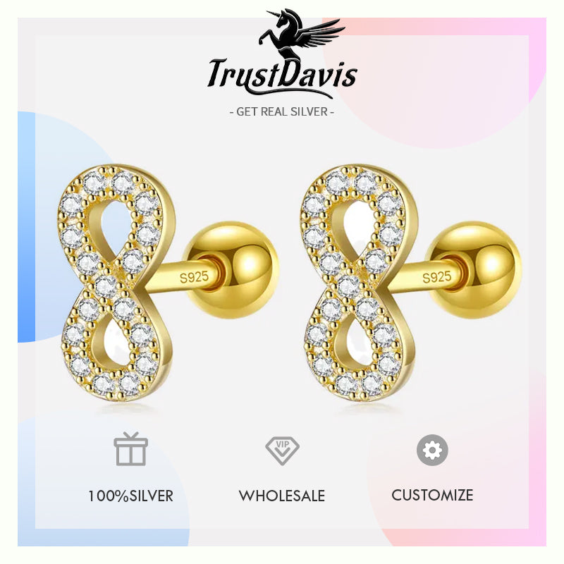 Fashion 8 Infinite CZ Screw Stud Earrings DG0027