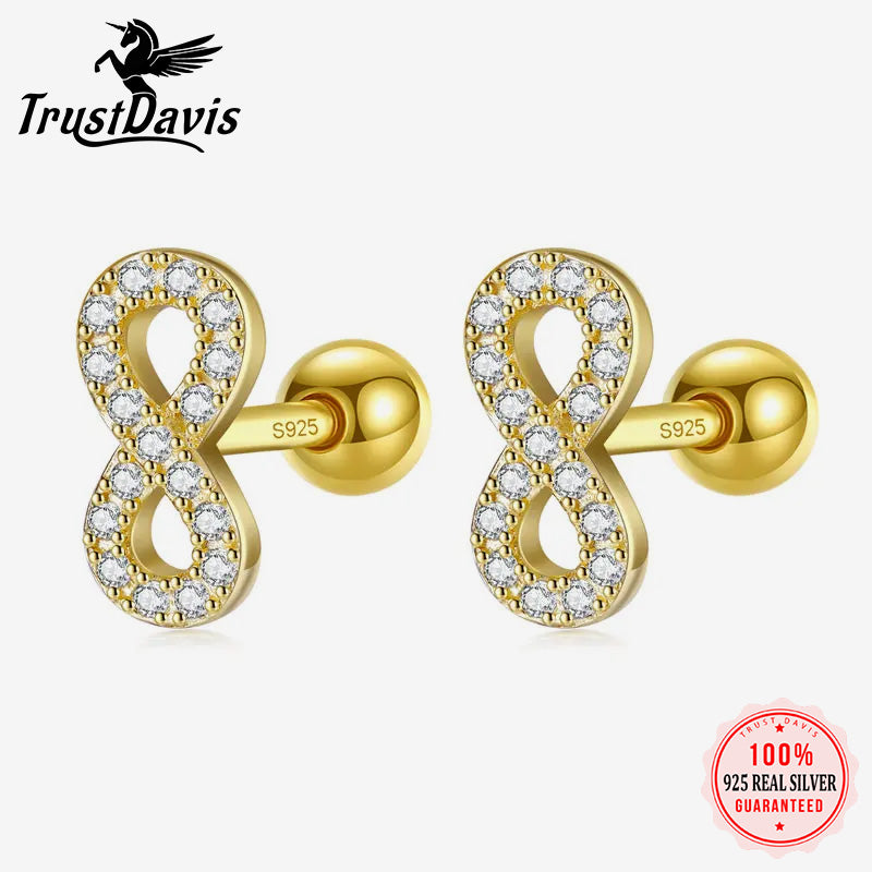 Fashion 8 Infinite CZ Screw Stud Earrings DG0027