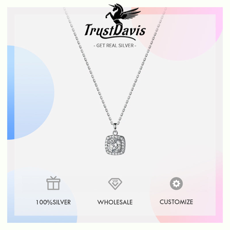 2022 Square Dazzling Clean CZ Clavicle Necklace DE0090