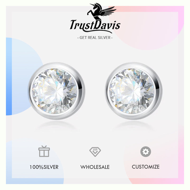 Kids Earring 4mm 5mm 6mm Round Dazzling CZ Stud Earring DT55