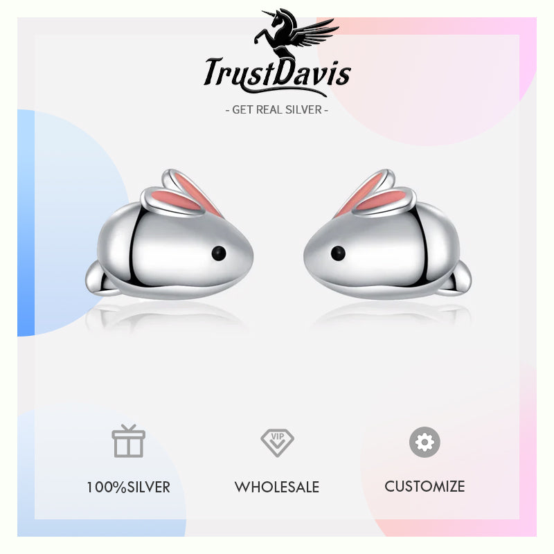 Romantic Rabbit Bead Screw Stud Earrings DS4033