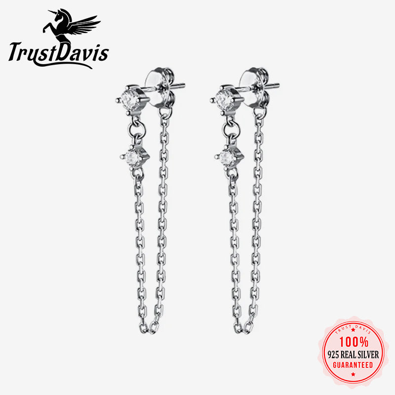 Fashion Creative Chain Links Shiny CZ Stud Earrings DB991