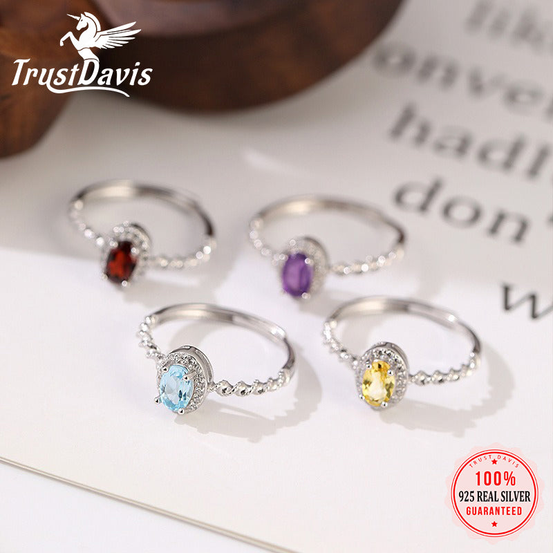 Fashion Sweet Natural Crystal Stone Adjustable Ring DS4422