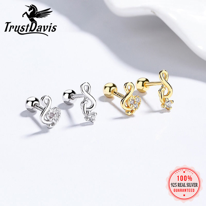 Fashion Musical Note Zircon Earrings for Women DS4673