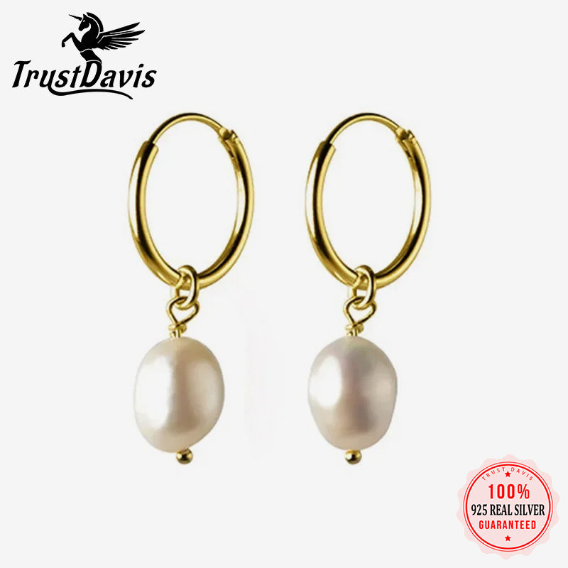 Sweet Irregular Baroque Pearl Hoop Earrings DB338