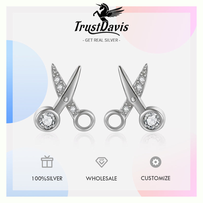 Scissors Shiny Zircon Stud Earring LB598