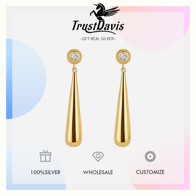 Fashionable Teardrop Long Earrings with Cubic Zirconia DS4783