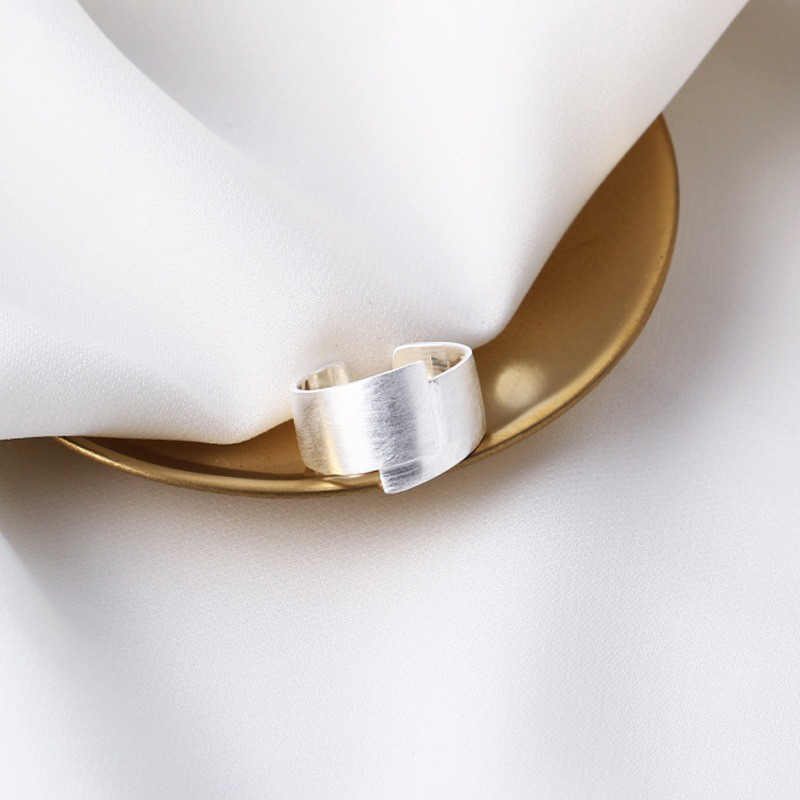 TrustDavis Real 925 Sterling Silver Korean Minimalist Brushed Open Ring for Women Girls Fine Jewelry Gift DS4780