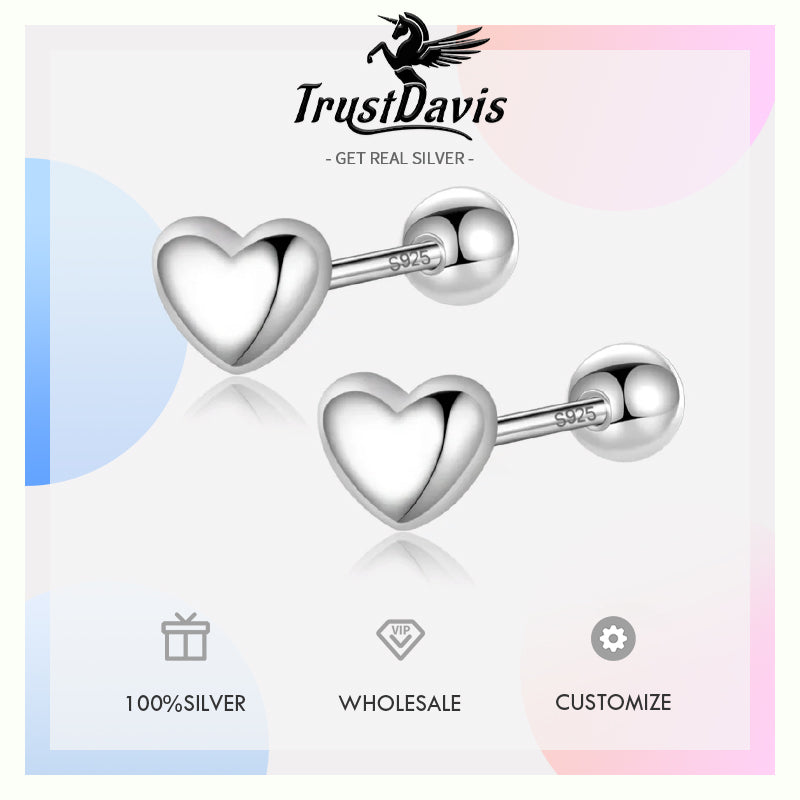 Fashion Romantic Heart Beads Screw Stud Earrings DS818