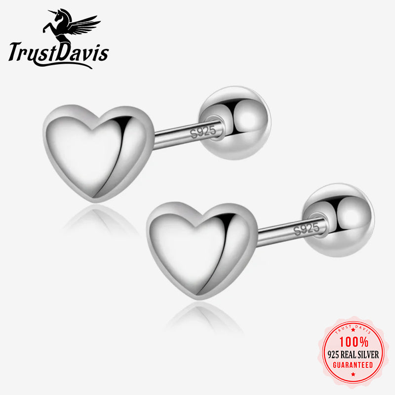 Fashion Romantic Heart Beads Screw Stud Earrings DS818