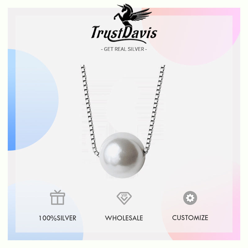 Fashion White 6 8 10mm Pearl Pendant 40cm Short Necklace DA189