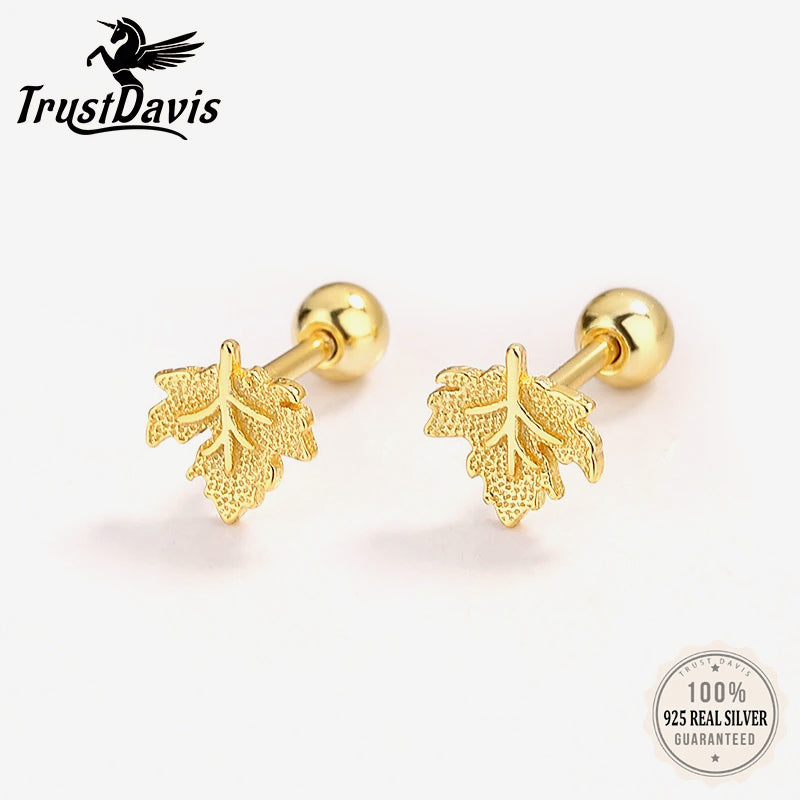 Sweet Ginkgo Maple Leaf Screw Stud Earrings DG0030