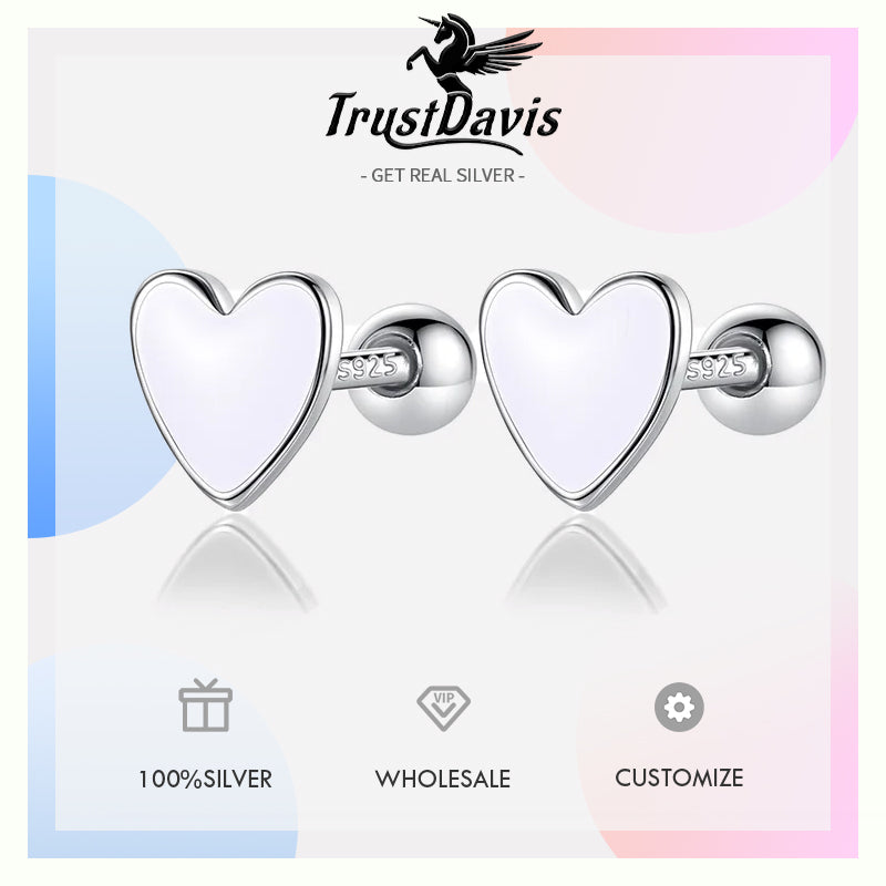 Fashion Sweet Glaze Heart Screw Stud Earrings DA3011