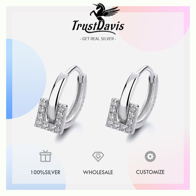 Fashion Gothic Round Square CZ Hoop Earrings DA2490