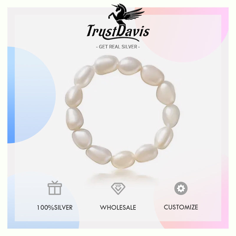 Sweet Irregular Pearl Elastic Rings DA2196