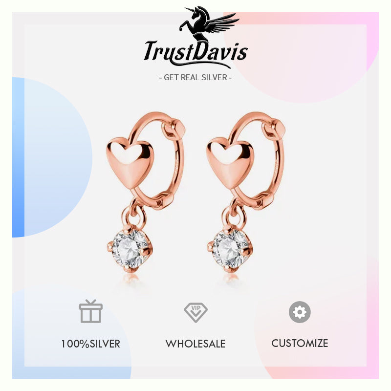 Fashion Romantic INS Heart Shiny CZ Hoop Earrings DA2641