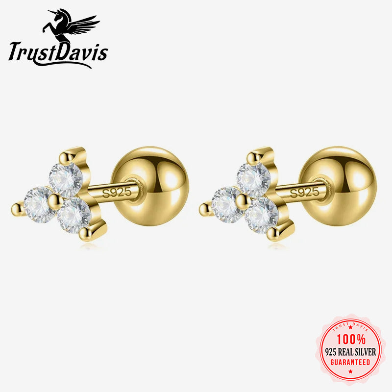 Fashion Triangle CZ Screw Stud Earrings DB083