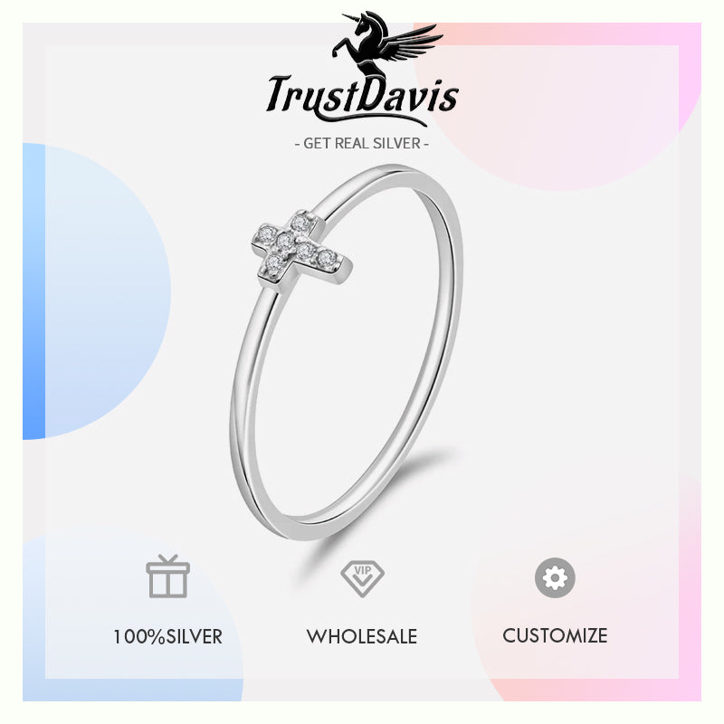 Charm Cross Shiny CZ Cocktail Ring DA1561