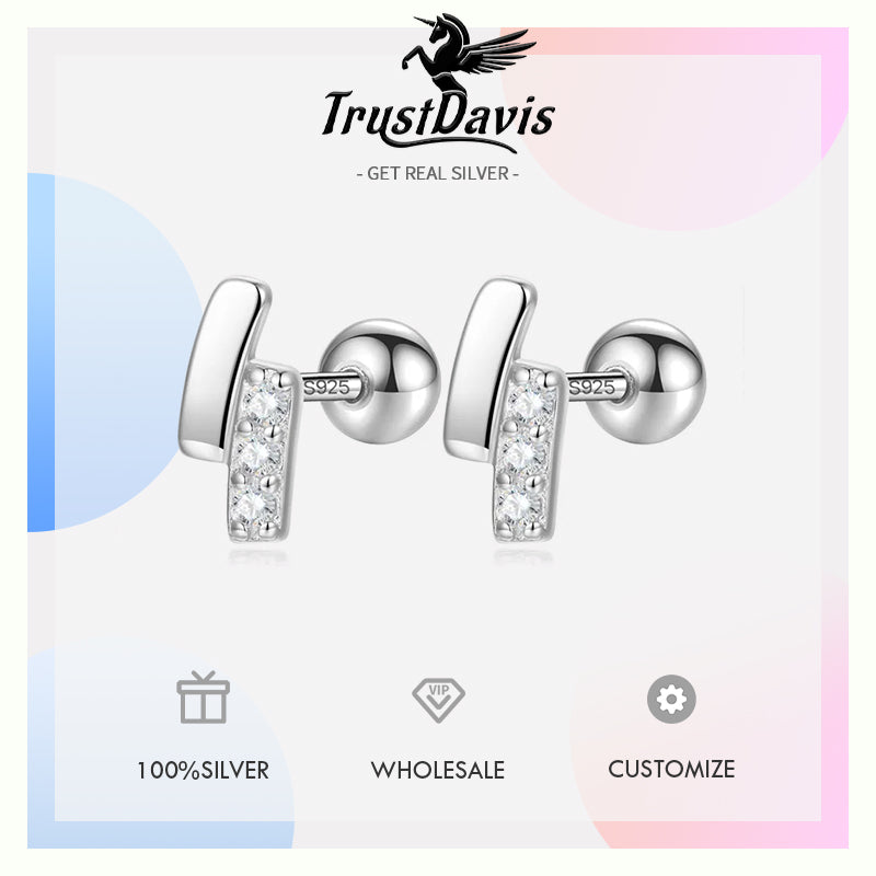 Fashion Simple CZ Screw Stud Earrings DG0140