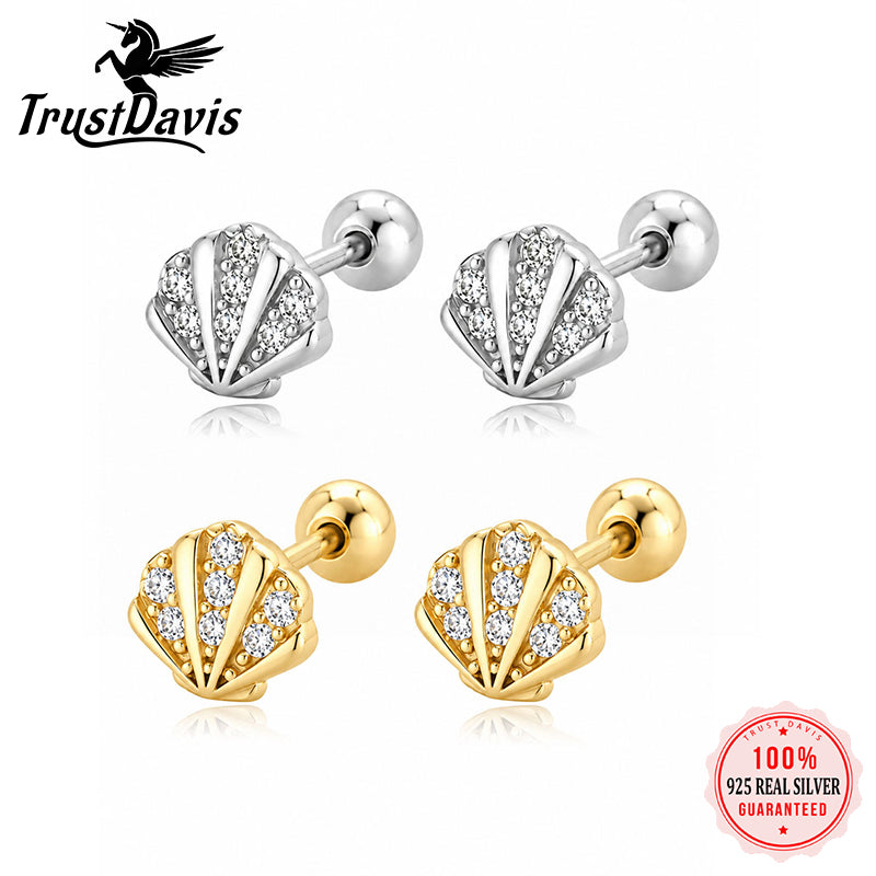 Ocean Shell Zircon Stud Earrings DS4917