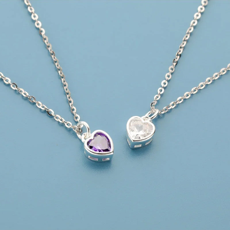 Fashion Sweet Romantic Heart Shiny CZ Clavicle Necklace DA2596