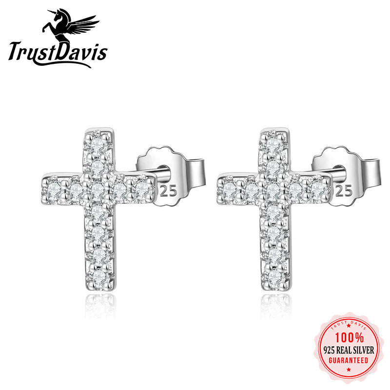 Cross Black Stud Earrings DA129