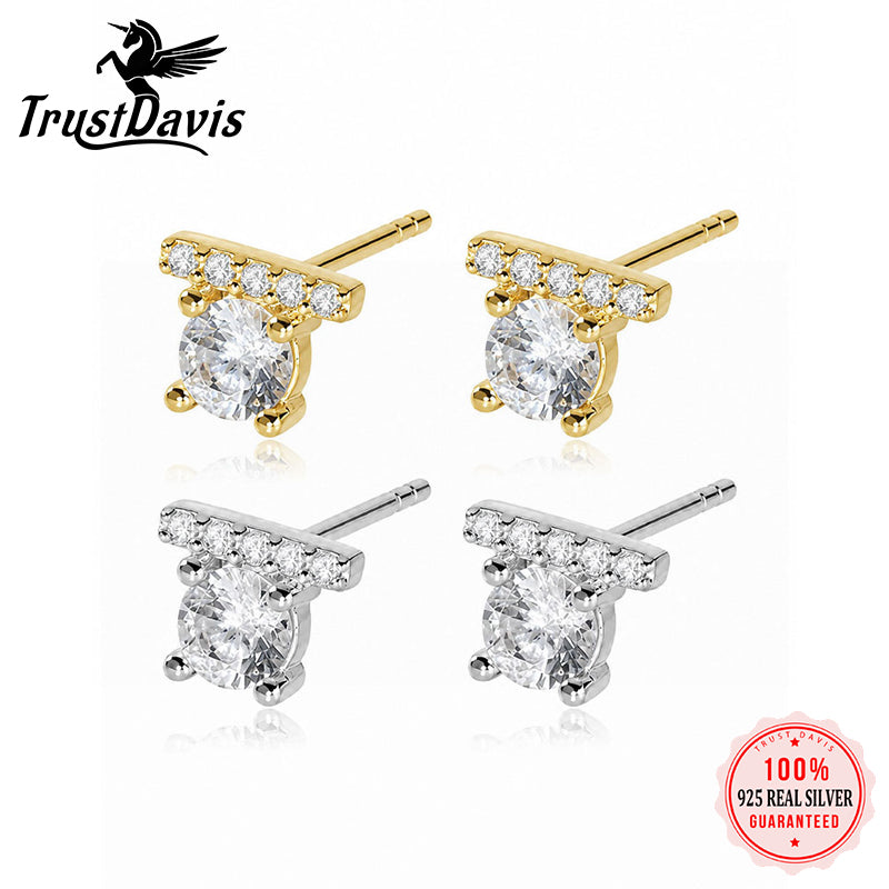 Fashion and Luxury Round Zircon Stud Earrings DS4937