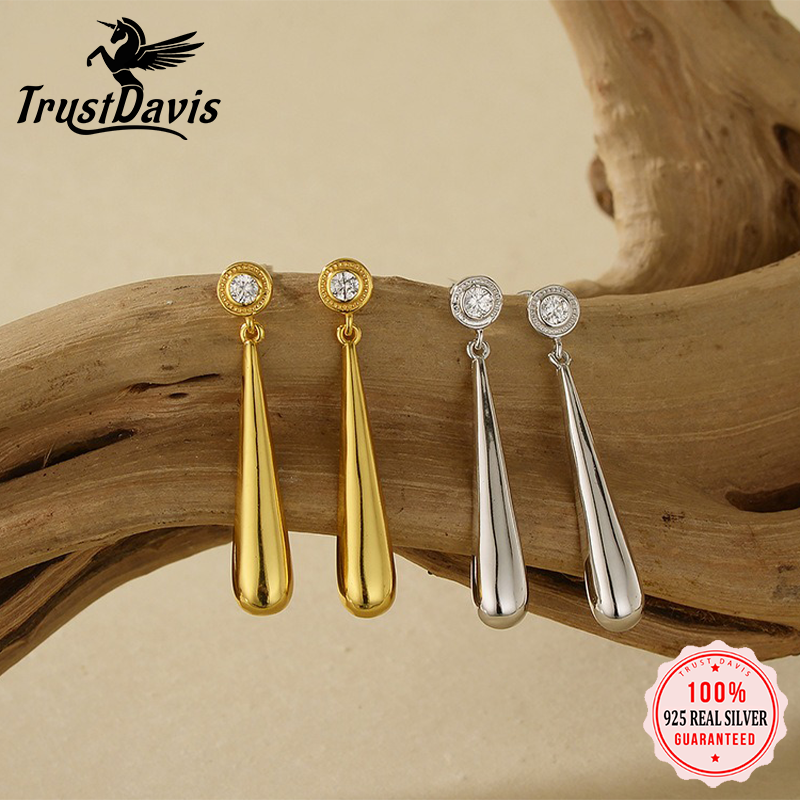 Fashionable Teardrop Long Earrings with Cubic Zirconia DS4783