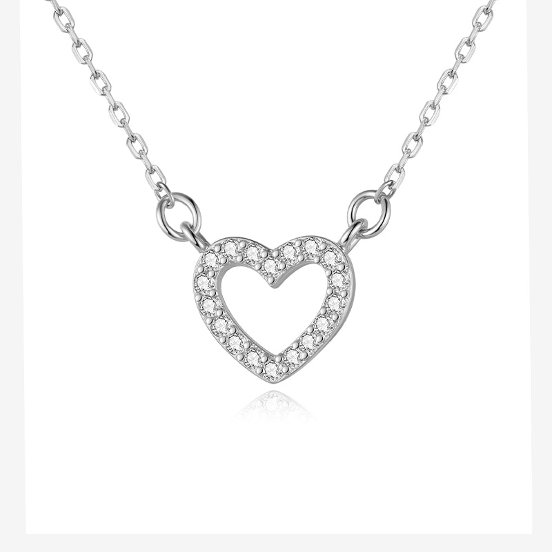 Sweet Romantic Heart Shiny CZ Pendant Short Necklace DD1109